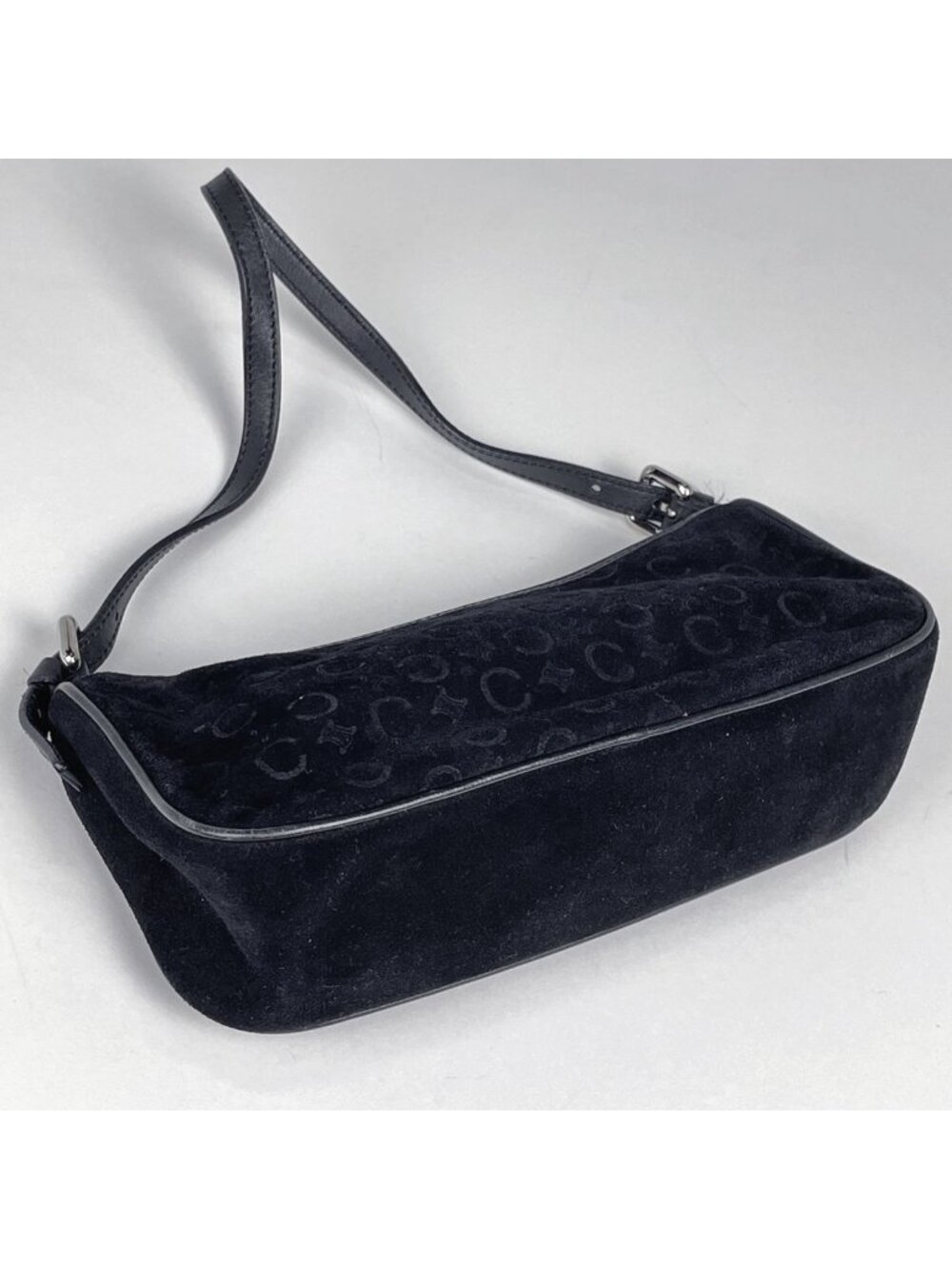 Celine C Macadam Pattern Handbag Suede Black - Picture 2 of 7